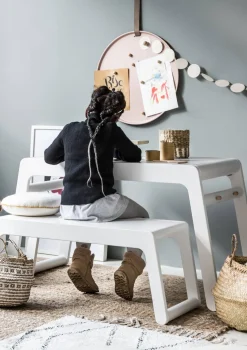 B Tisch White (optional mit Sitzbank)