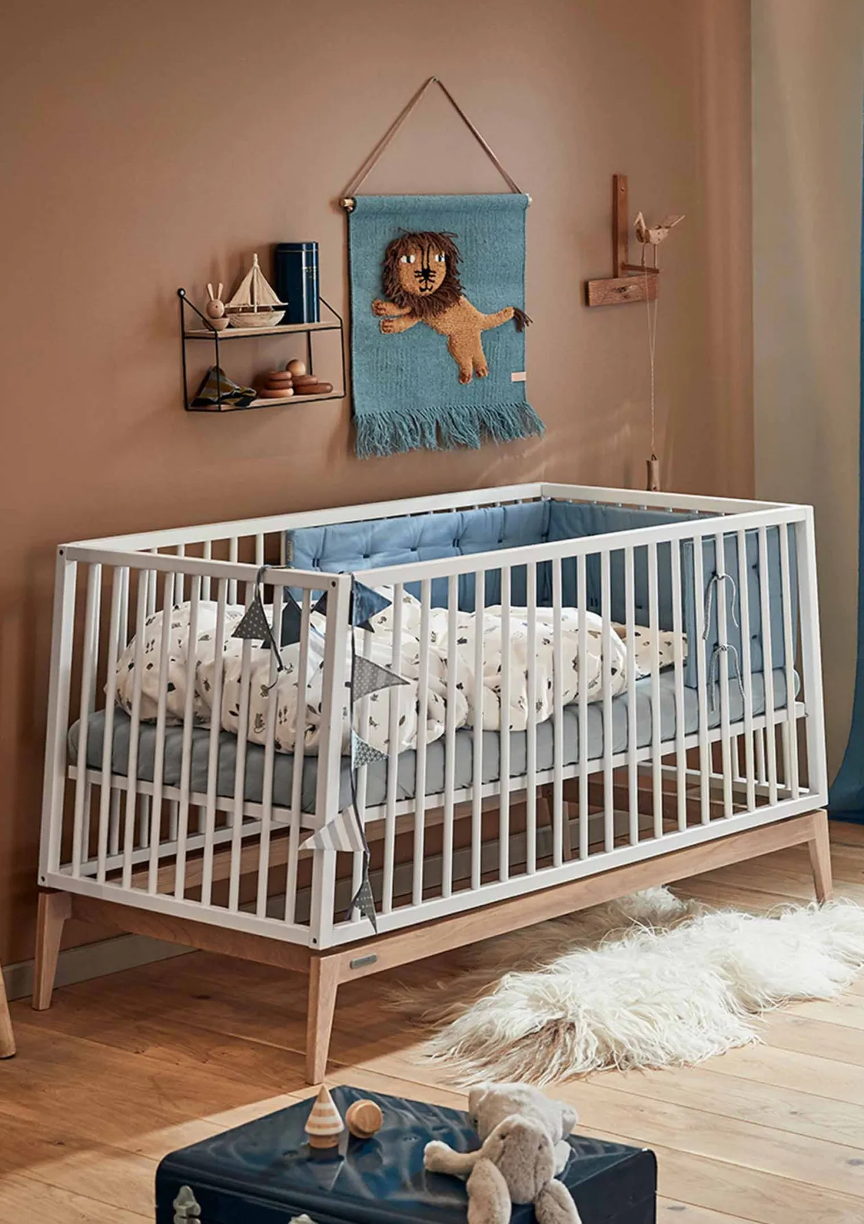 Babybett 'Luna' weiß / Eiche 140 x 70 cm