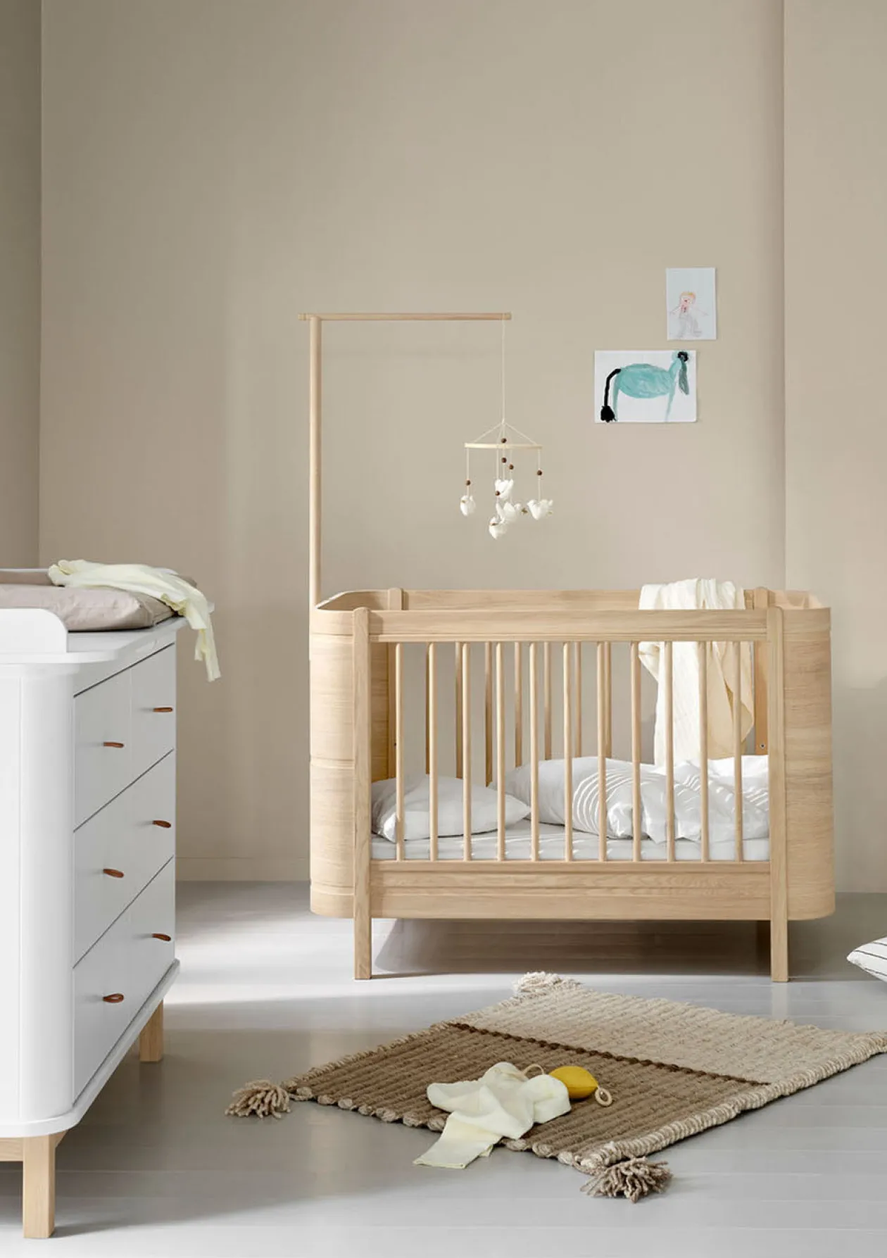 Babybett 'Wood Mini+' Eiche 122-162 x 68 cm