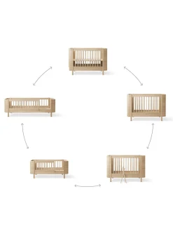 Babybett 'Wood Mini+' Eiche 122-162 x 68 cm