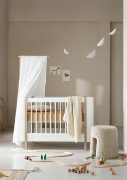 Babybett 'Wood Mini+' Weiß / Eiche 122-162 x 68 cm