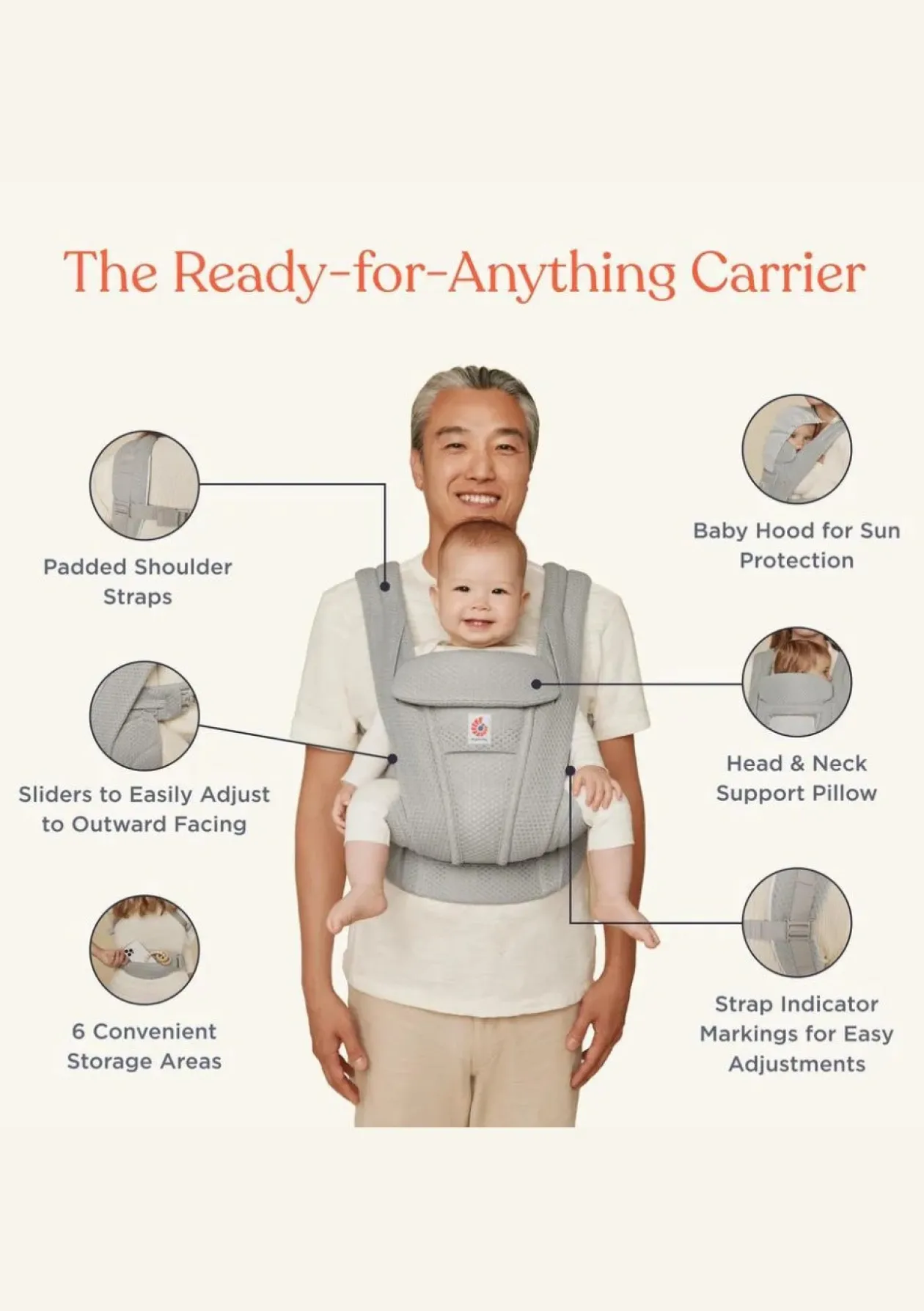 Babytrage 'Omni Deluxe' Mesh Natural Beige