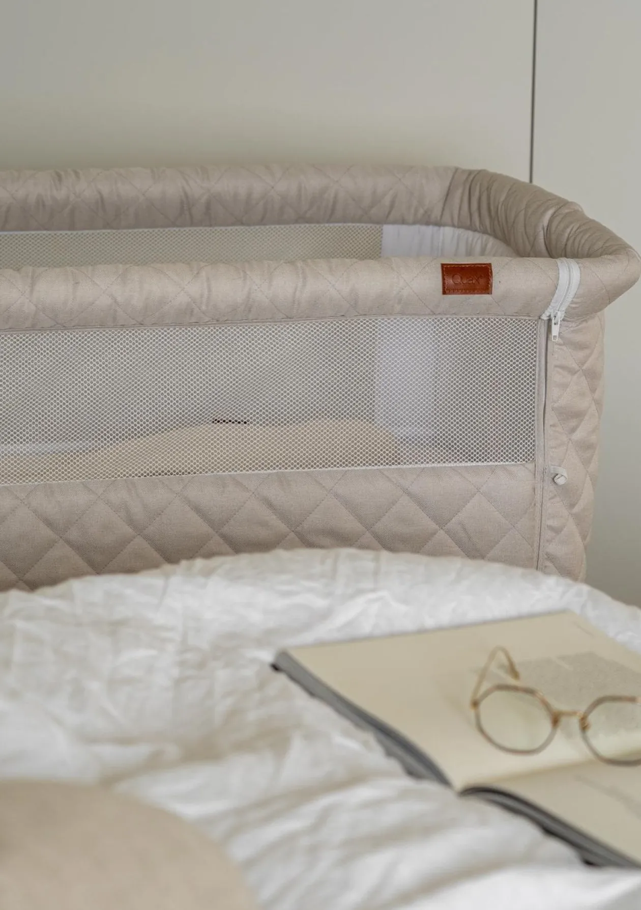 Beistellbett 'Side by Side' Natural Quilted Clay 84 x 50 cm