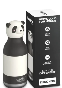 Bestie Trinkflasche Pandabär 'Mei the Panda Bear' schwarz/weiß 460 ml