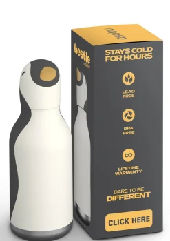 Bestie Trinkflasche Pinguin 'Arlo the Penguin' schwarz/weiß 460 ml