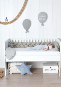 Bettschlange geflochten Strick grau XL