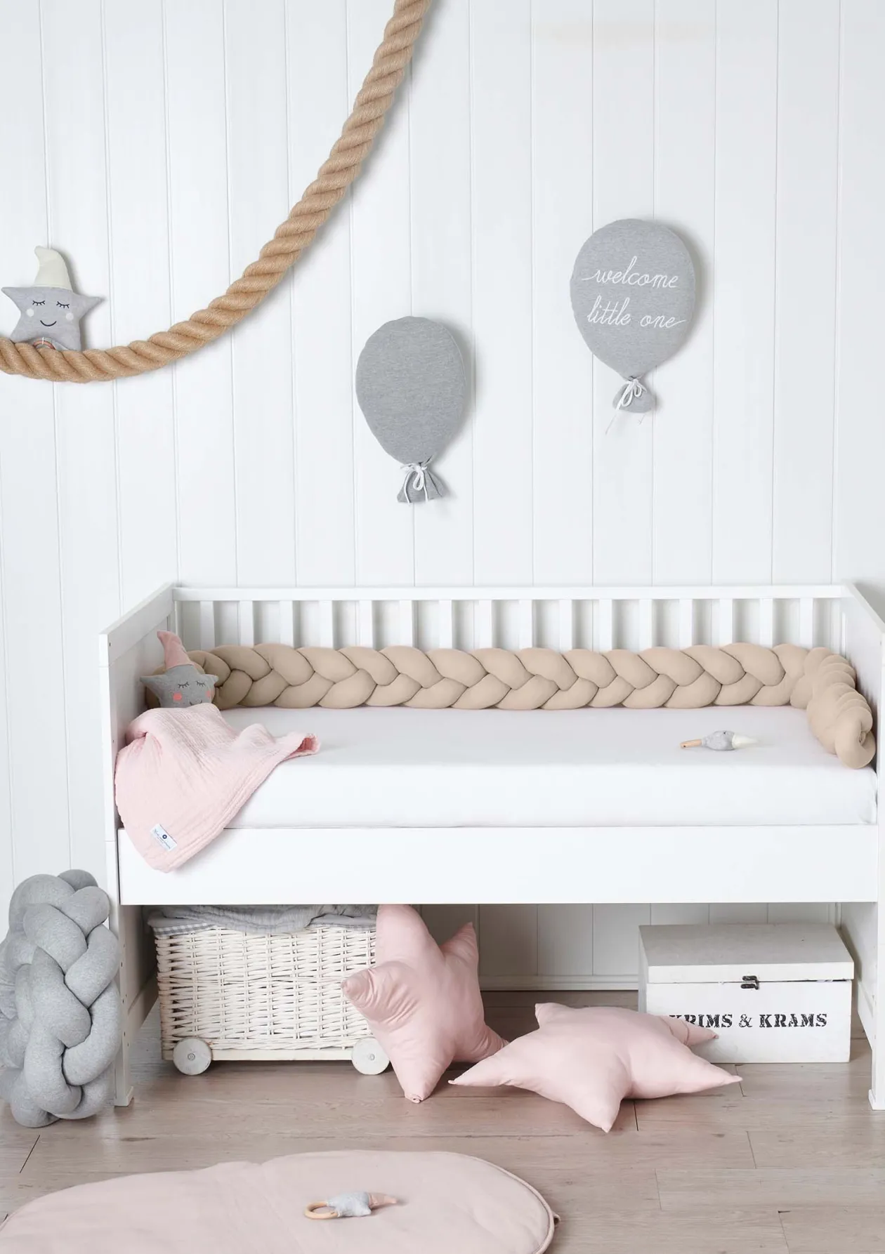 Bettschlange geflochten Strick altrosa