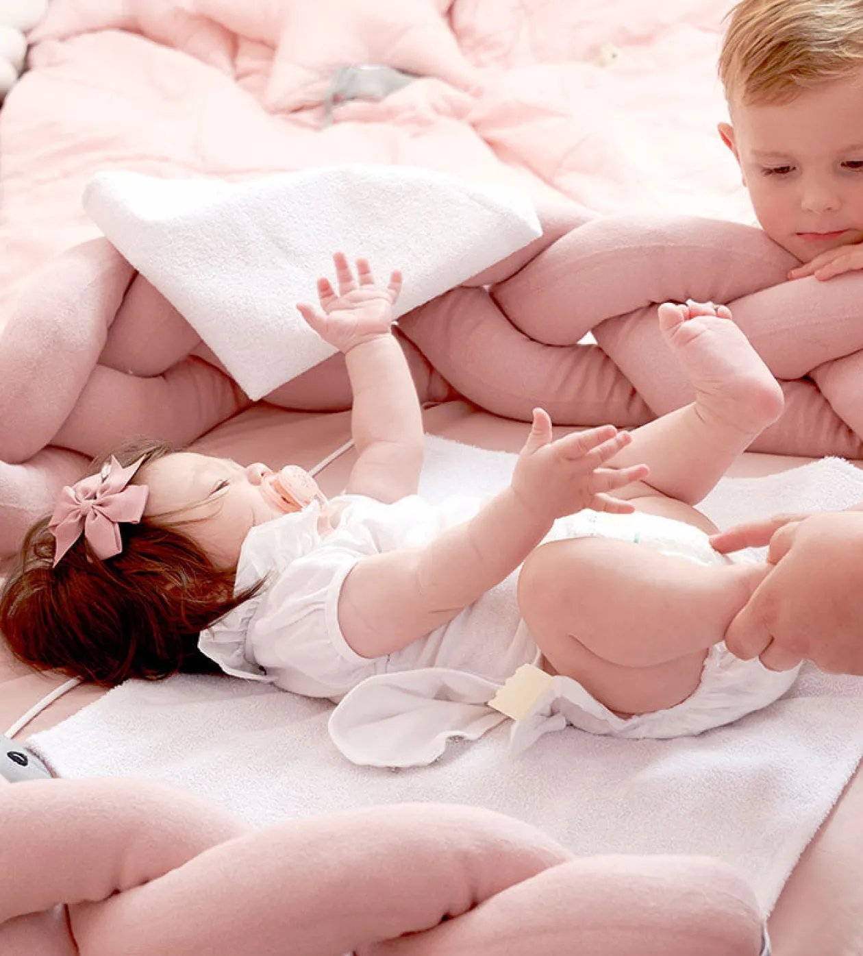 Bettschlange geflochten Strick altrosa