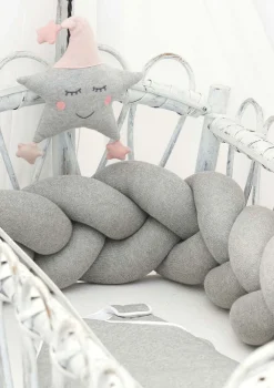 Bettschlange geflochten Strick grau