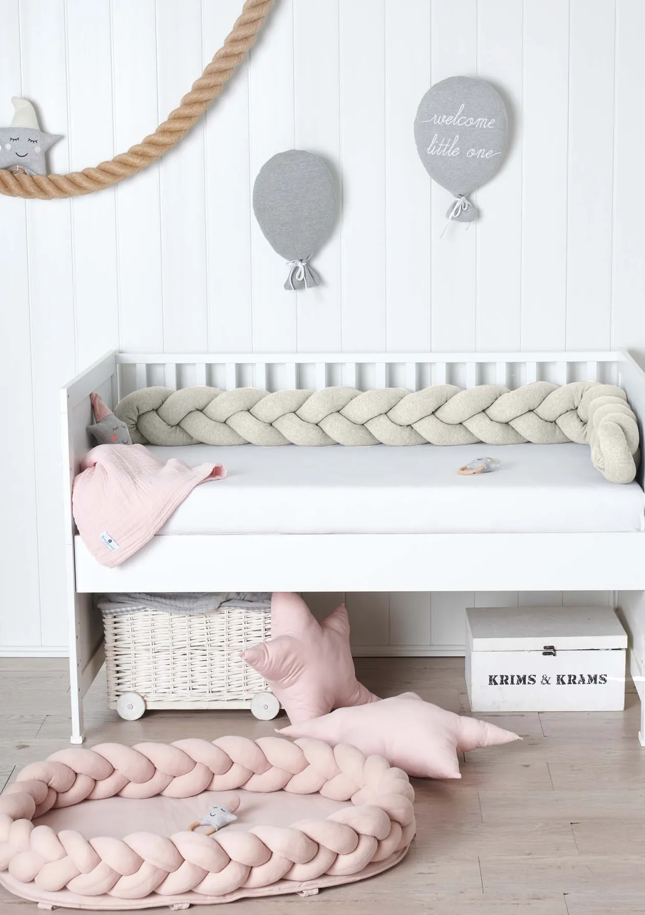 Bettschlange geflochten Strick natur XL