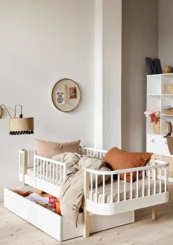 Bettsofa 'Wood Original' weiß / Eiche 200 x 90 cm