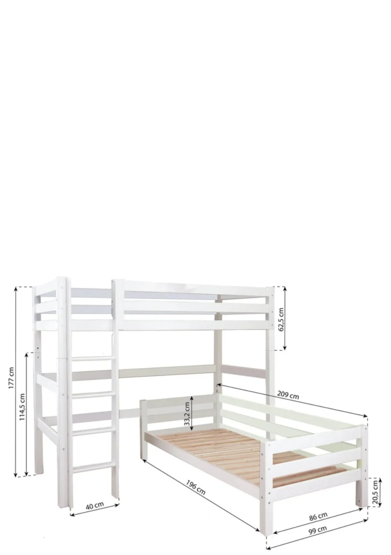 ECO Luxury' Etagenbett Eck-Kombination weiß 200 x 90 cm