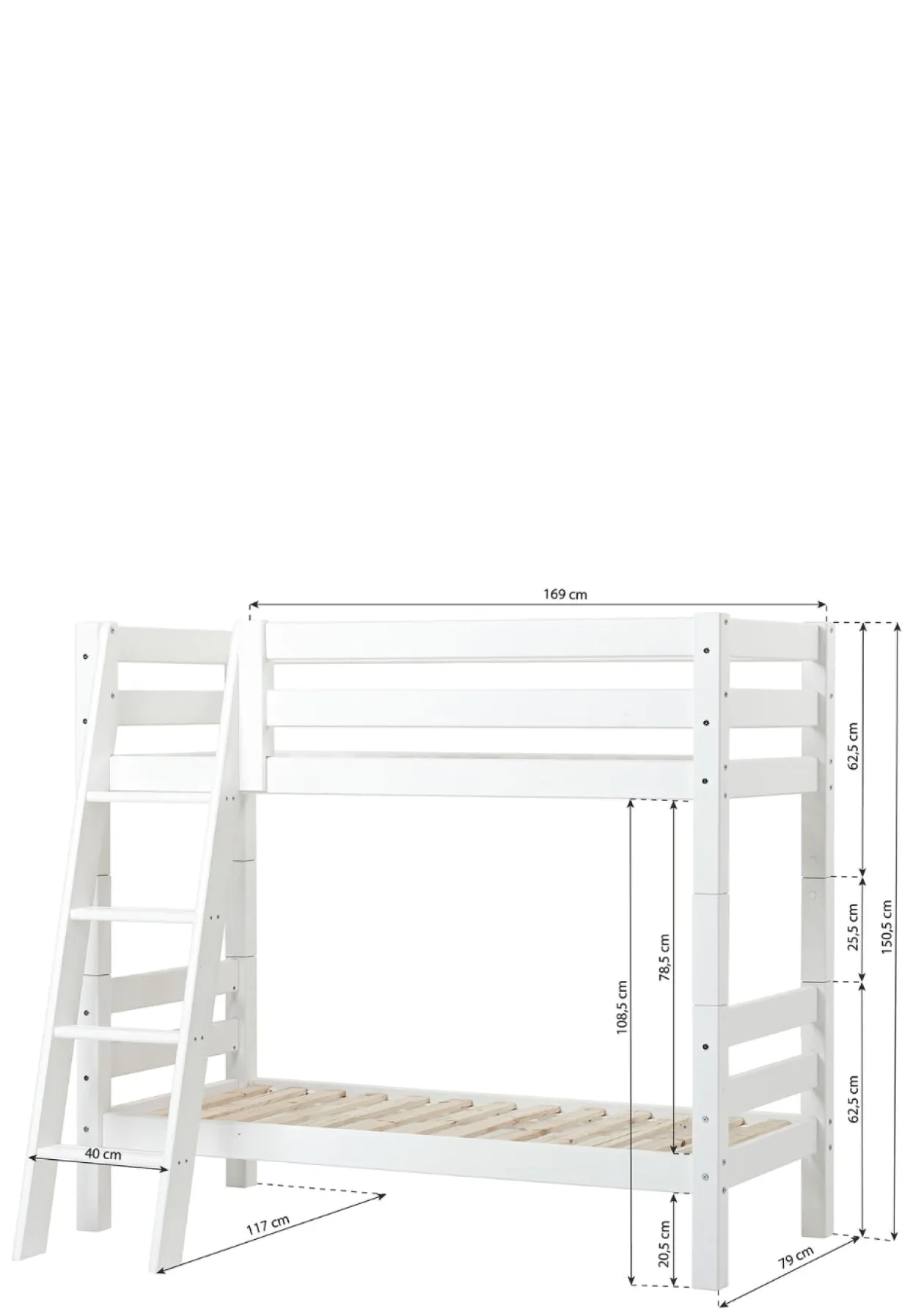 ECO Luxury' Etagenbett weiß 160 x 70 cm