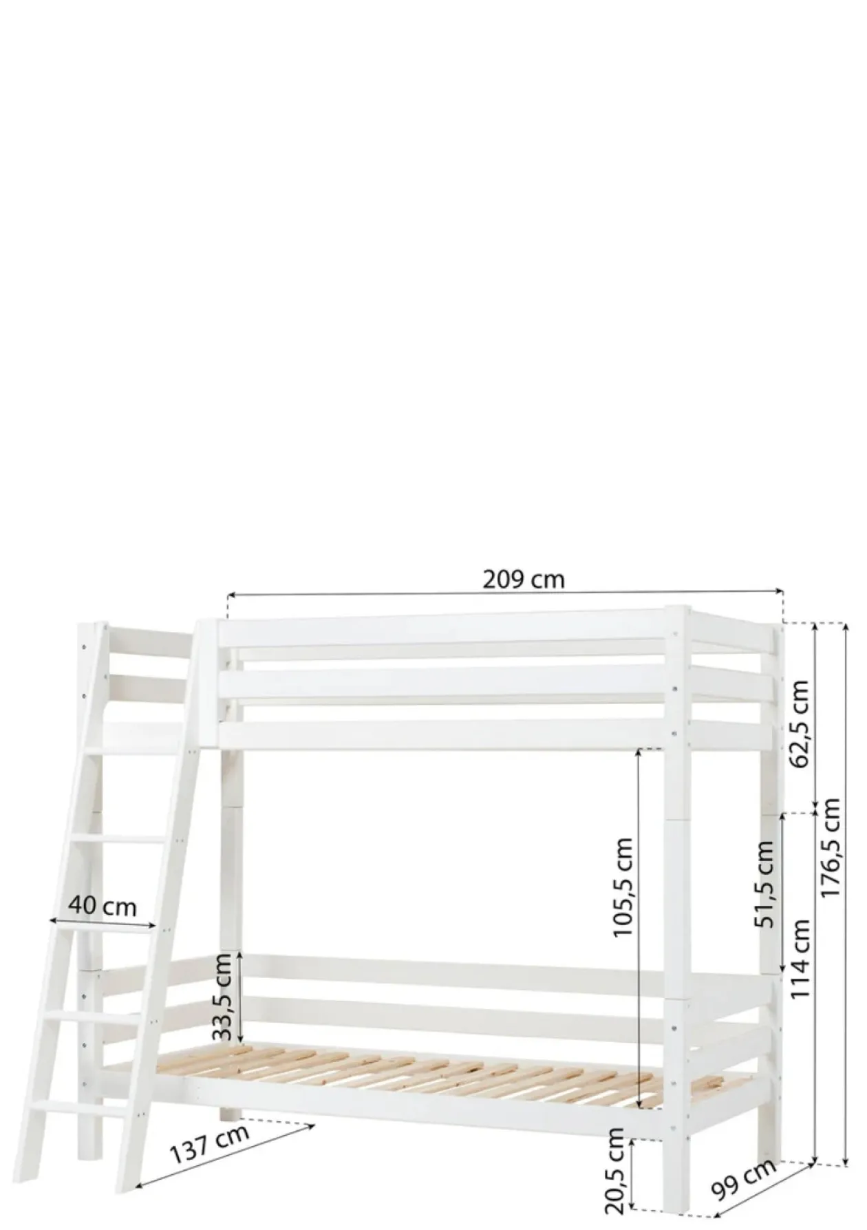 ECO Luxury' Hohes Etagenbett weiß 200 x 90 cm
