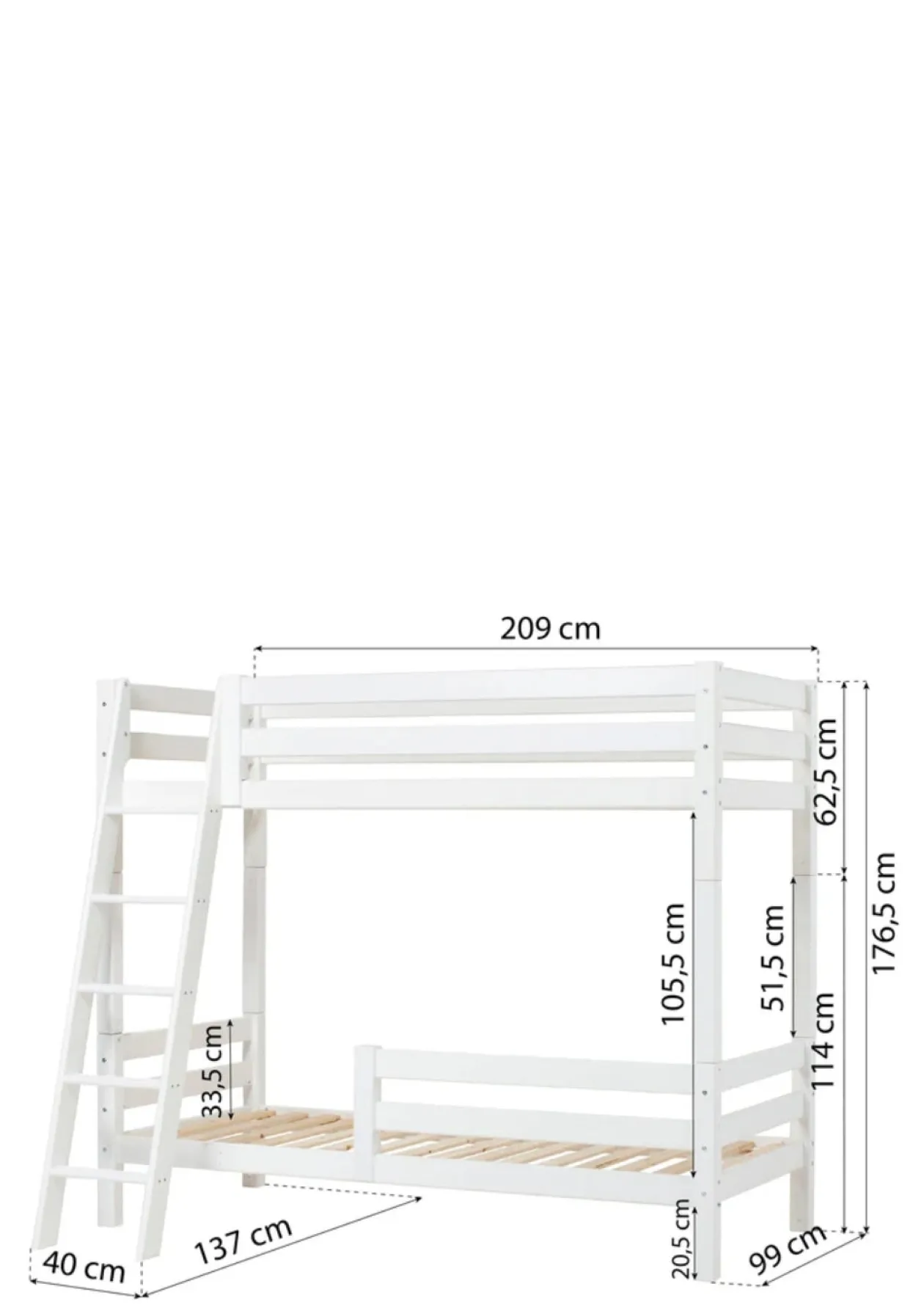 ECO Luxury' Hohes Etagenbett weiß 200 x 90 cm