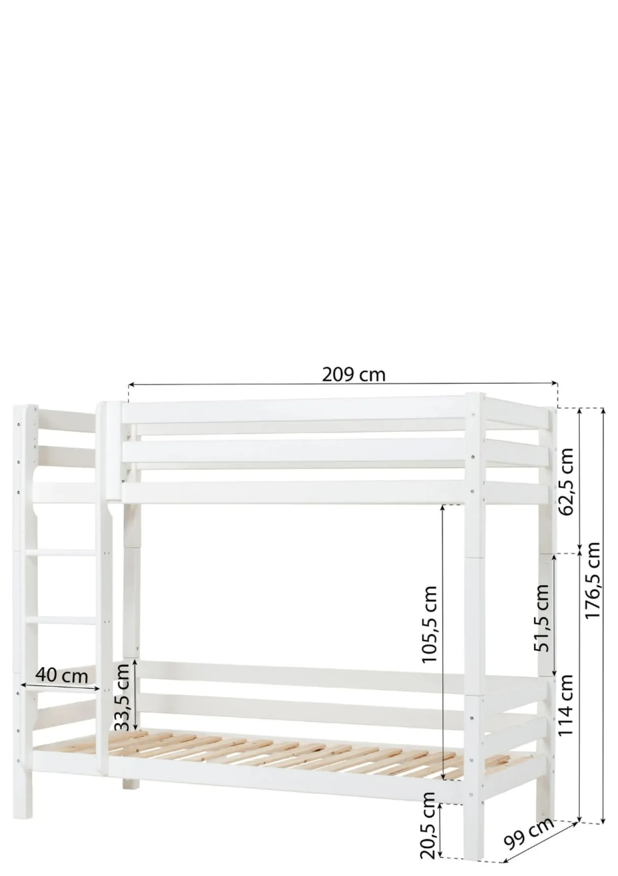 ECO Luxury' Hohes Etagenbett weiß 200 x 90 cm