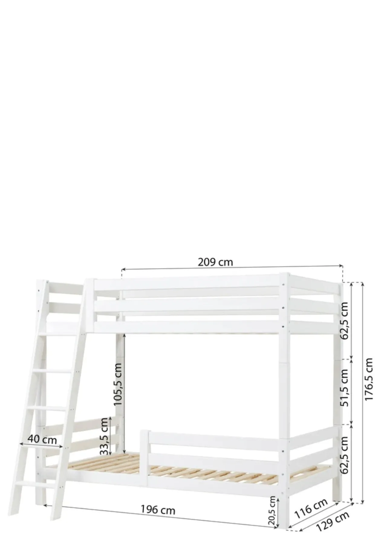 ECO Luxury' Hohes Etagenbett weiß 200 x 120 cm