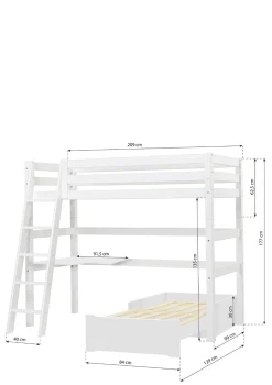 ECO Luxury' MEGA-Bett mit Schreibtisch & Lounge-Modul weiß 200 x 90 cm