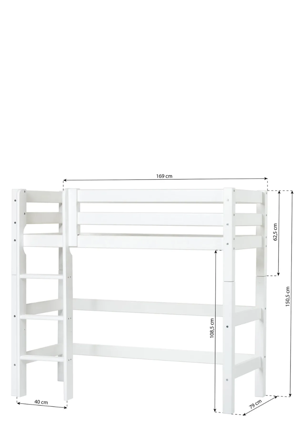 ECO Luxury' Mittelhochbett weiß 160 x 70 cm
