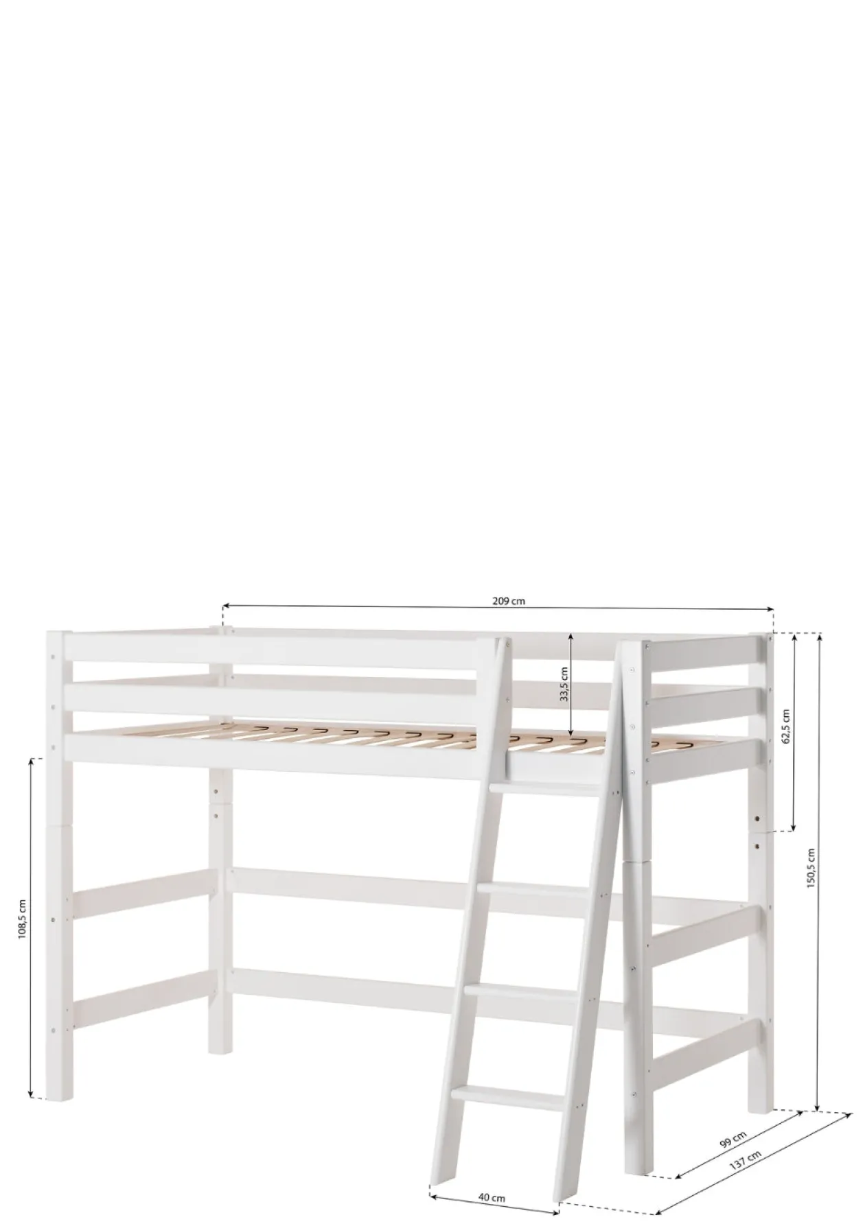 ECO Luxury' Mittelhochbett weiß 200 x 90 cm