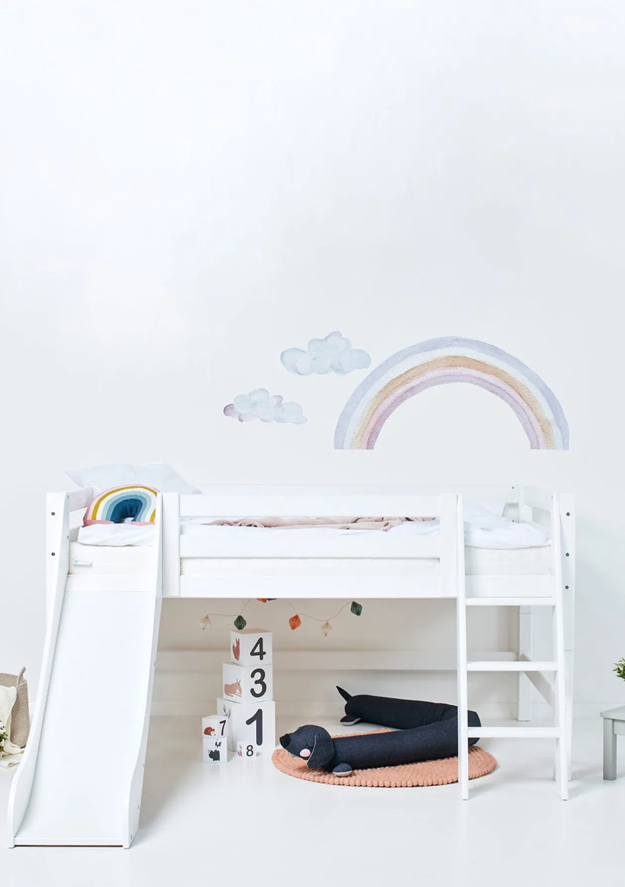 ECO Luxury' Spielbett mit Rutsche weiß 200 x 120 cm