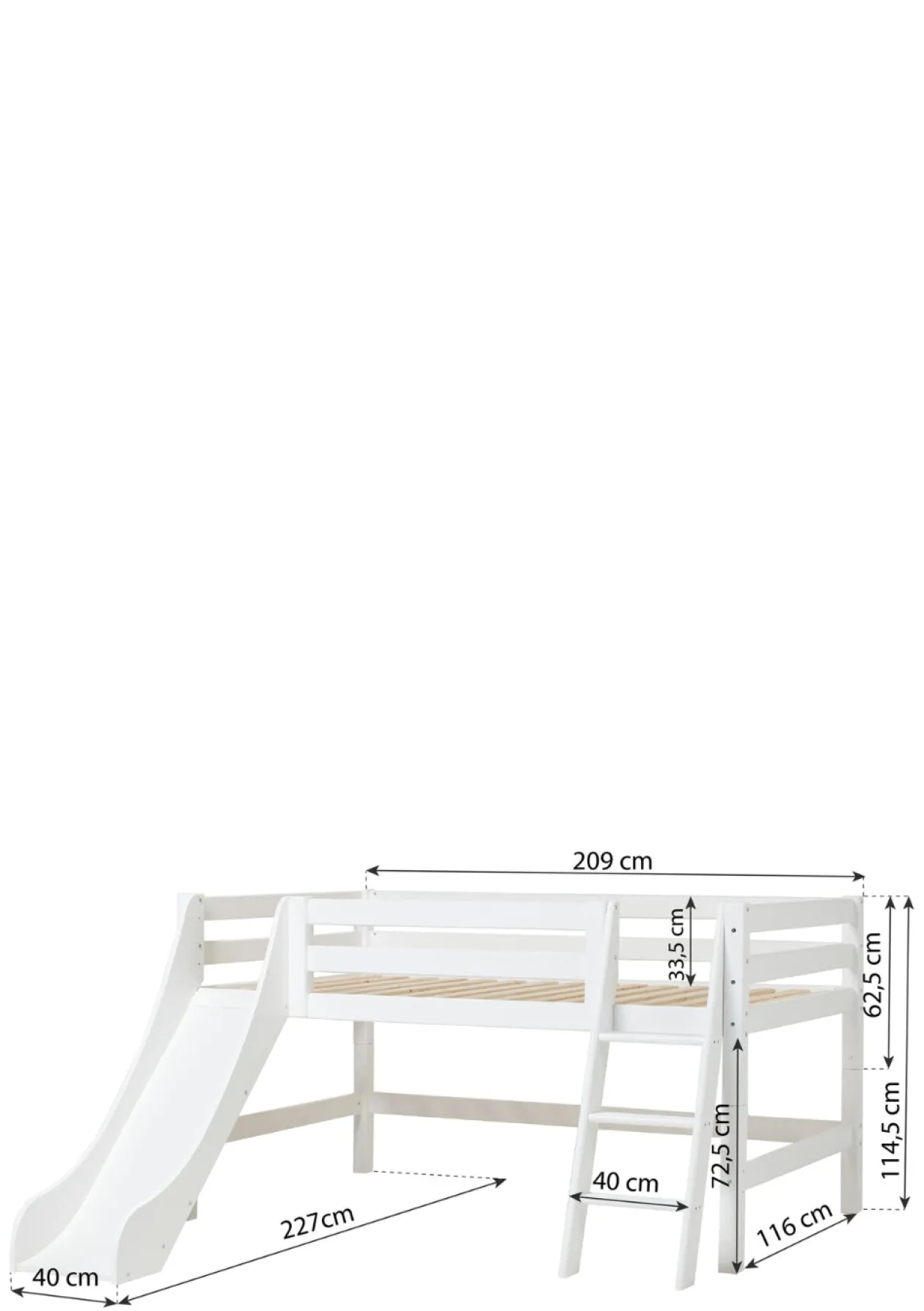 ECO Luxury' Spielbett mit Rutsche weiß 200 x 120 cm