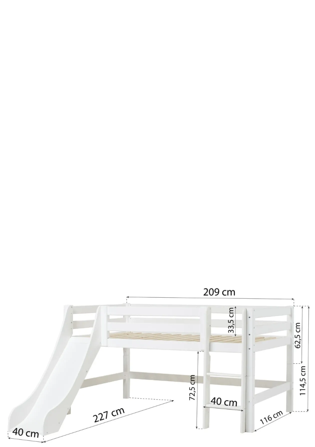 ECO Luxury' Spielbett mit Rutsche weiß 200 x 120 cm