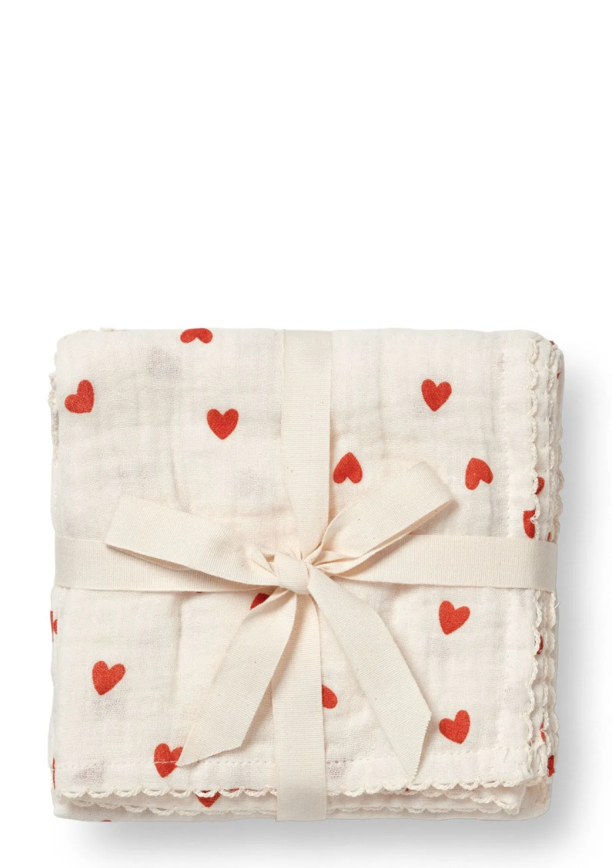 3er Pack Musselin Mulltücher 'Mio' Little Love 65 x 65 cm