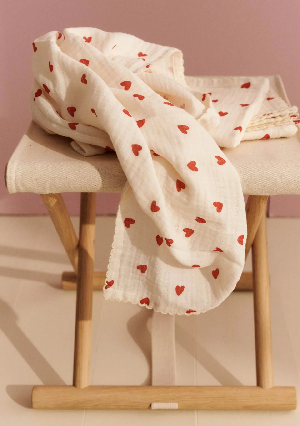 3er Pack Musselin Mulltücher 'Mio' Little Love 65 x 65 cm