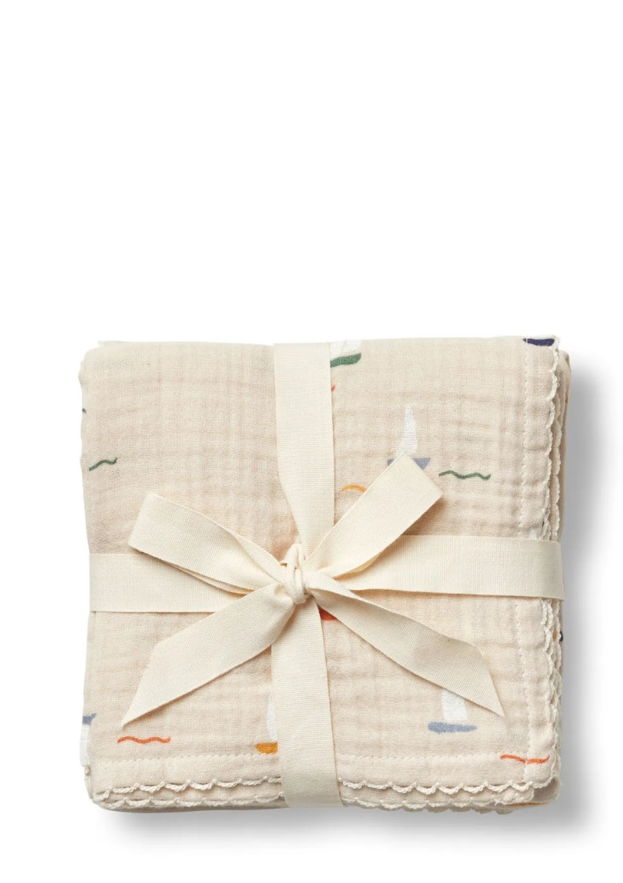 3er Pack Musselin Mulltücher 'Mio' Pond Boats 65 x 65 cm