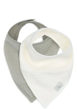 2er-Set Musselin Bandana Lätzchen Olive Green / Oatmeal