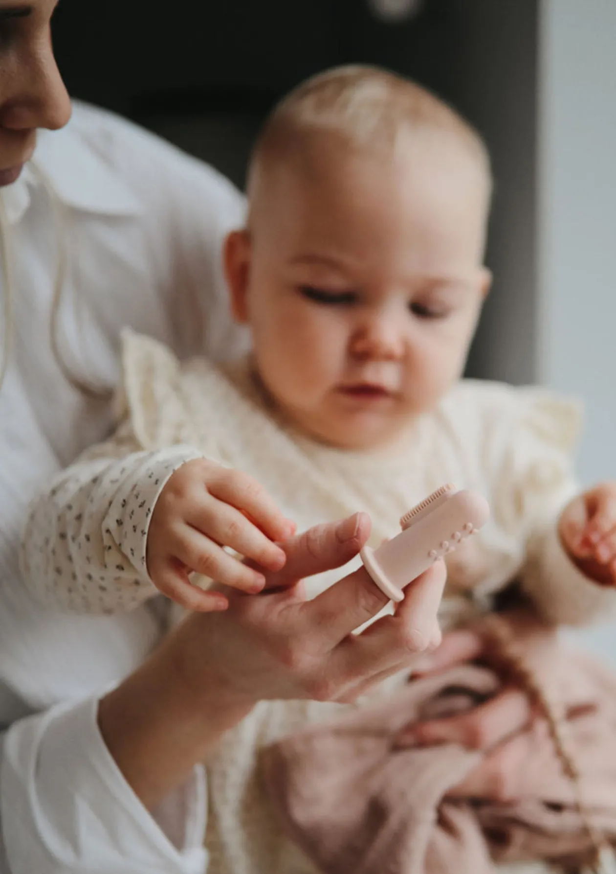 2er-Set Silikon Finger Zahnbürste Blush/Shifting Sand