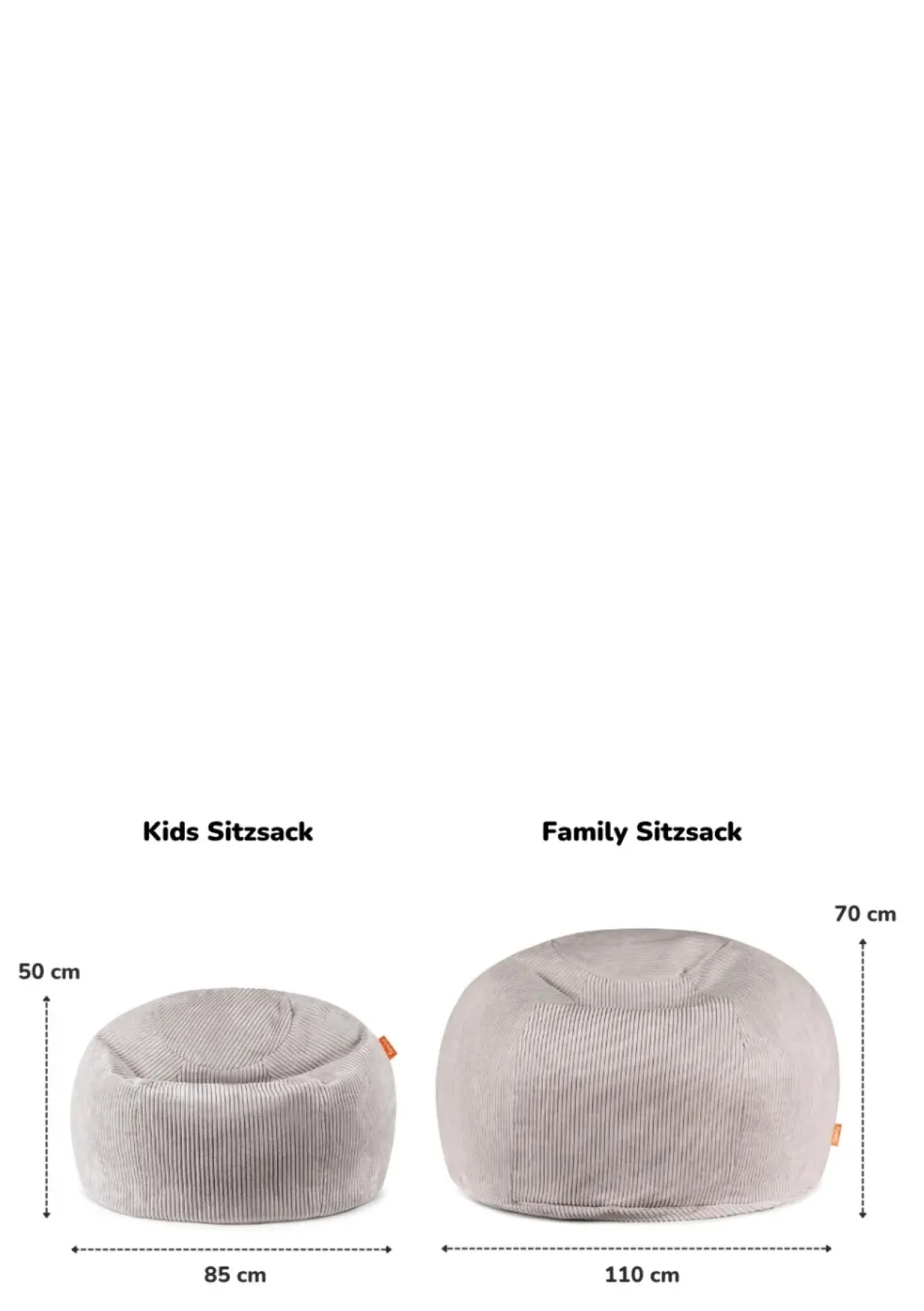 Family Sitzsack XXL Cord Koala Grau