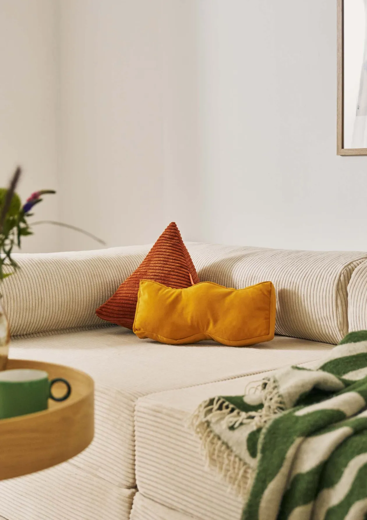 Family Sofa Cord Creme Beige