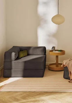 Family Sofa Cord Kiesel Grau