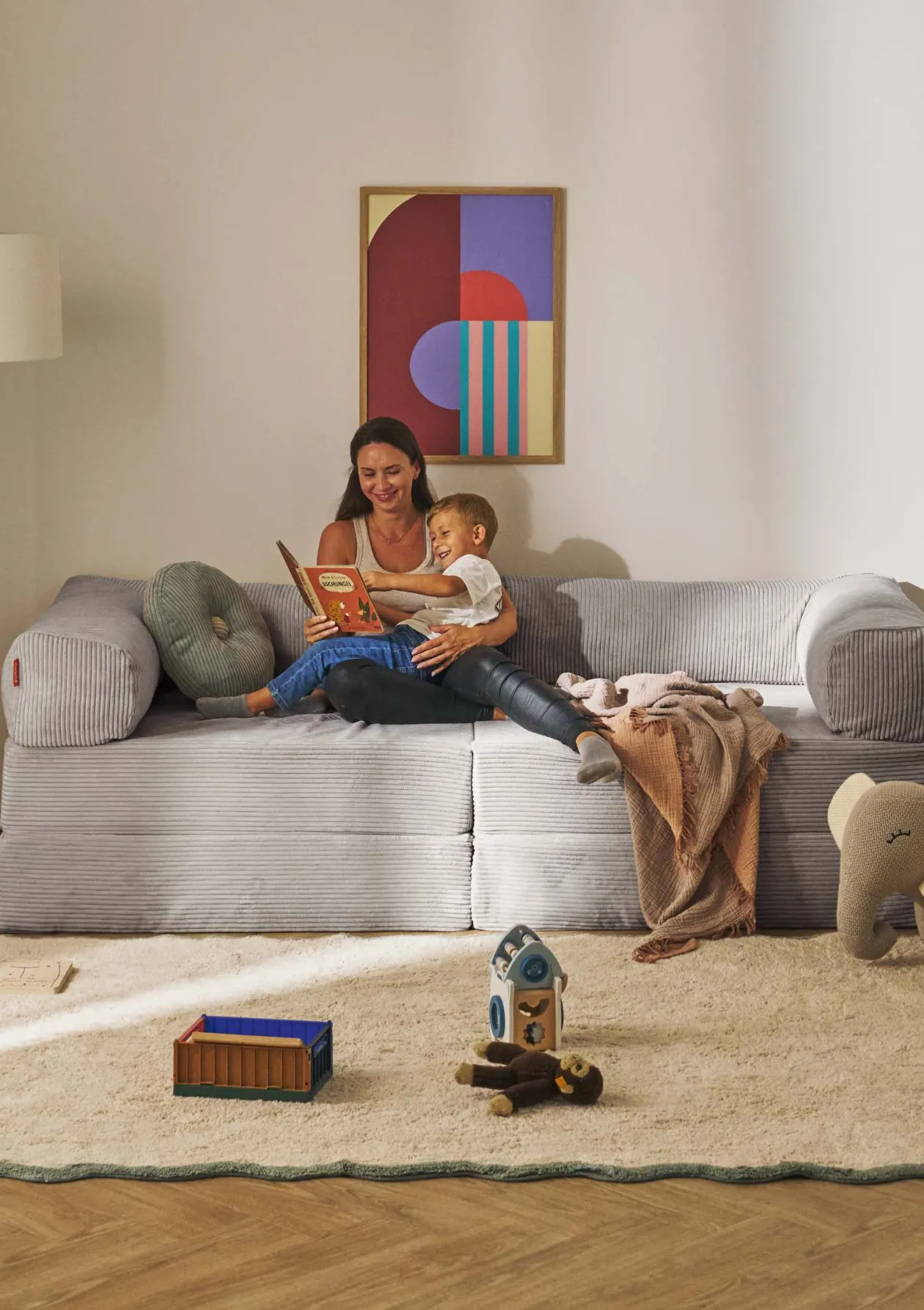 Family Sofa Cord Koala Grau