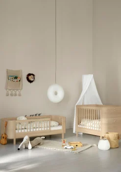Geschwisterset für 'Wood Mini+' Babybett inkl. Junior-Erweiterung zu zwei Betten Eiche