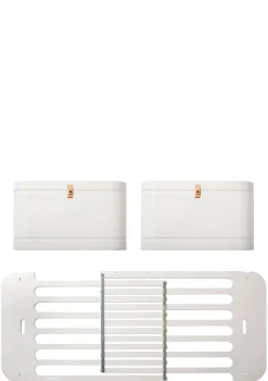 Geschwisterset für 'Wood Mini+' Babybett inkl. Junior-Erweiterung zu zwei Betten Weiß