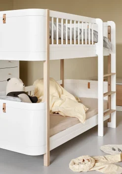 halbhohes Etagenbett 'Wood Mini+' weiß / Eiche 162 x 68 cm