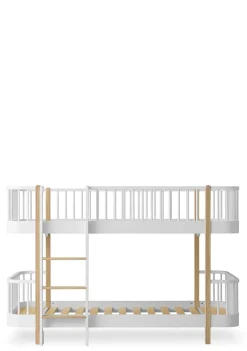 halbhohes Etagenbett 'Wood Original' Weiss / Eiche 200 x 90 cm