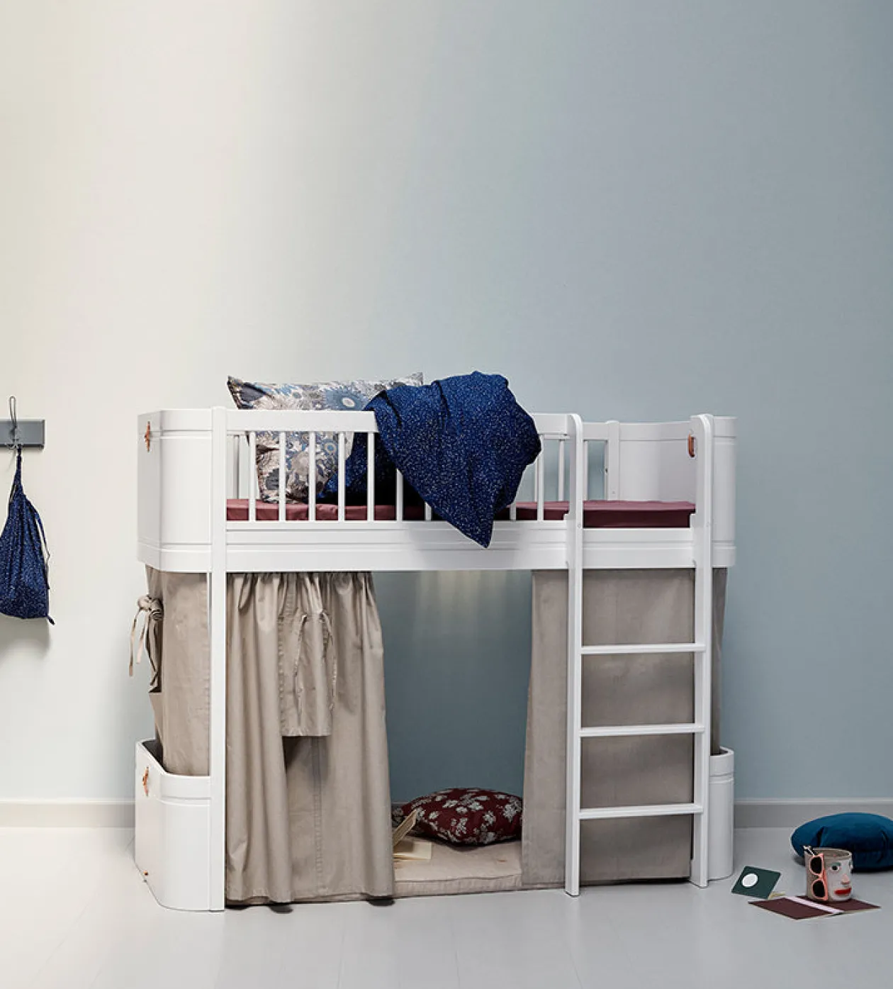 halbhohes Hochbett 'Wood Mini+' weiß 162 x 68 cm