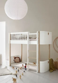 halbhohes Hochbett 'Wood Mini+' weiß / Eiche 162 x 68 cm