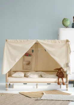 Himmelbett 'Camp' Weiß / Eiche 180 x 90 cm