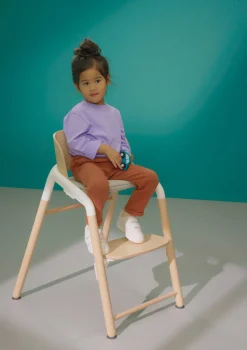 Hochstuhl 'Giraffe' neutrales Holz / Weiß