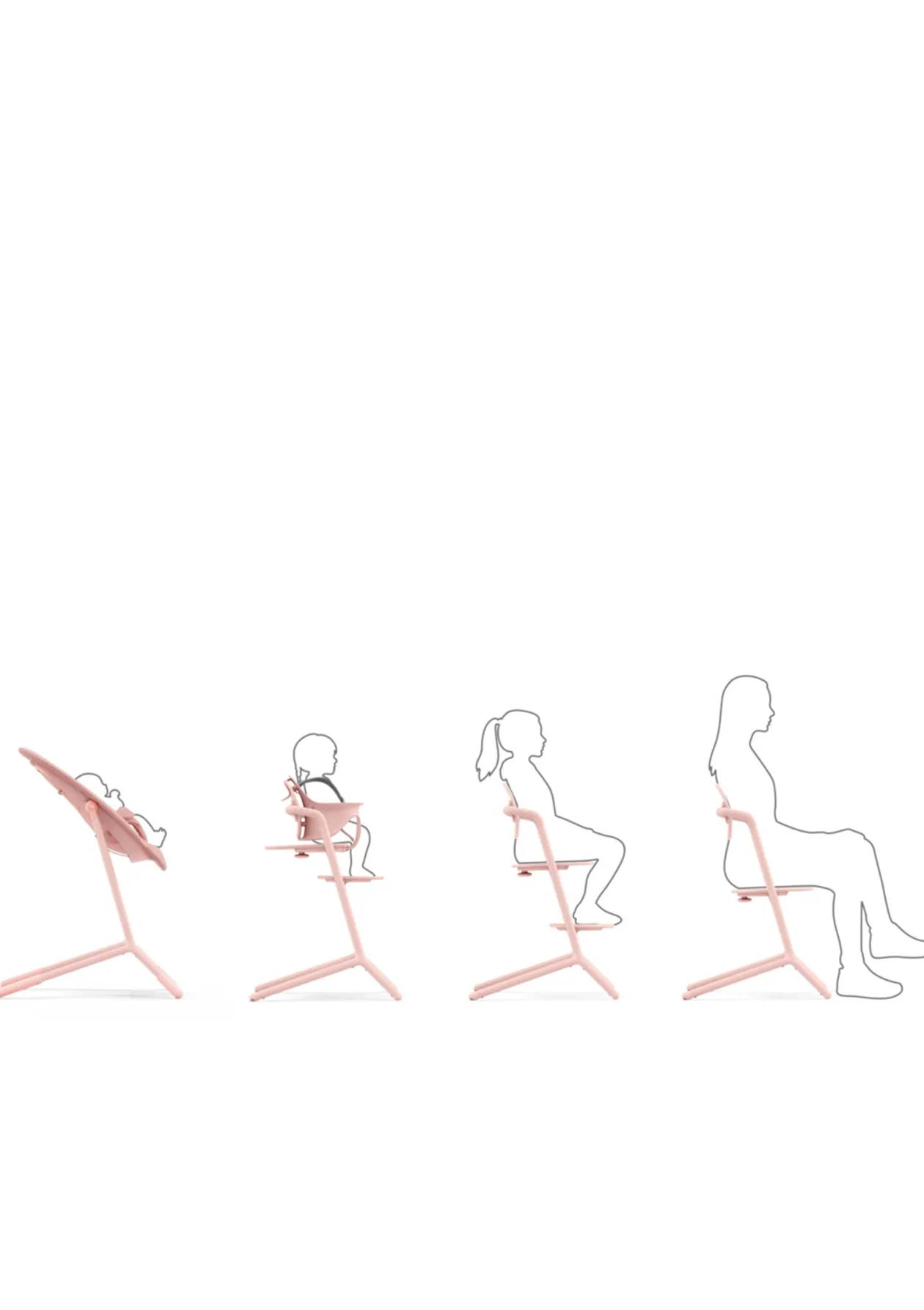 Hochstuhl 'Lemo' 3-in-1 Set Pearl Pink / Light Pink