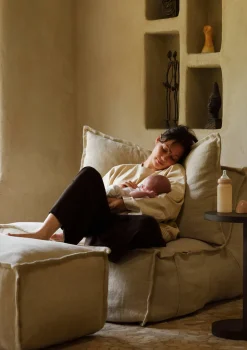 Hocker 'Linen Ottoman' Beige