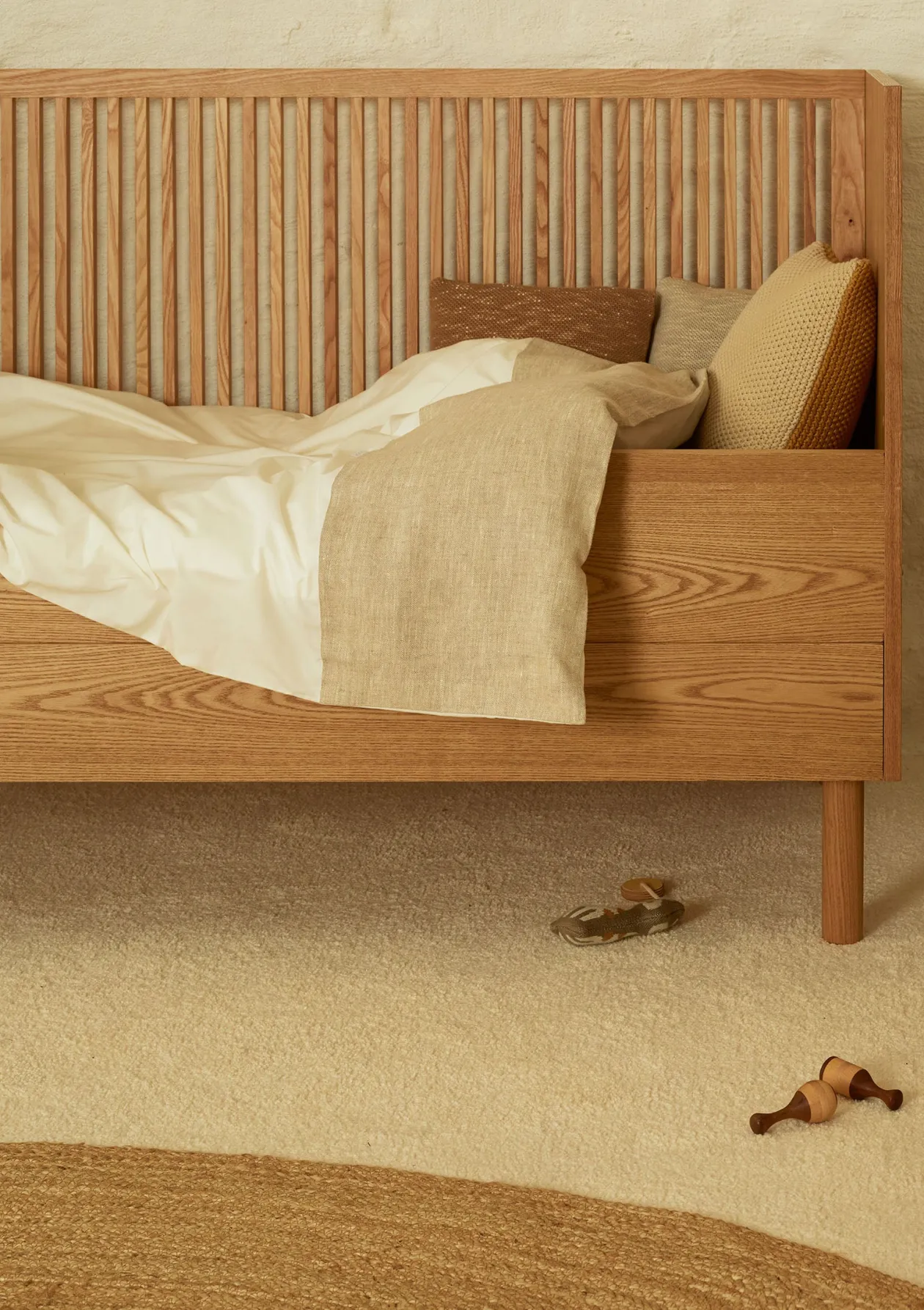 2-in-1 Bett 'Hai No Ki' Natural Ash 140 x 70 cm