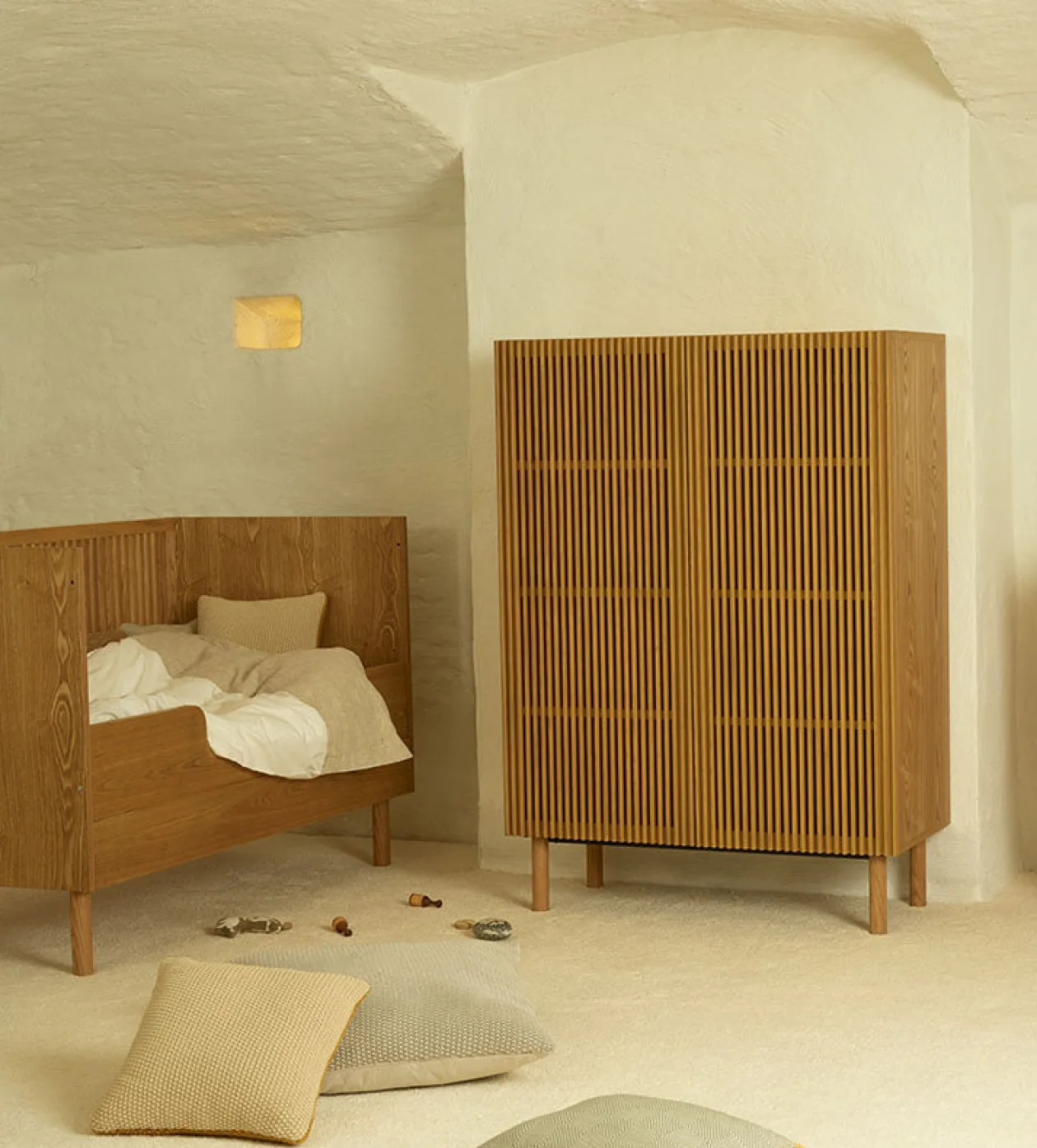 2-in-1 Bett 'Hai No Ki' Natural Ash 140 x 70 cm