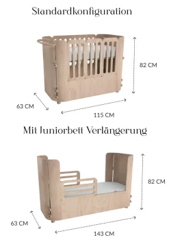 4-in-1 mitwachsendes Babybett 112-148 x 60 cm