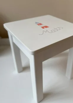 Kinderhocker weiß handbemalt